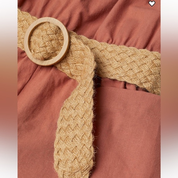 H&M BELTED ROMPER SIZE XS RUST BROWN cotton excellent condition - Picture 2 of 12